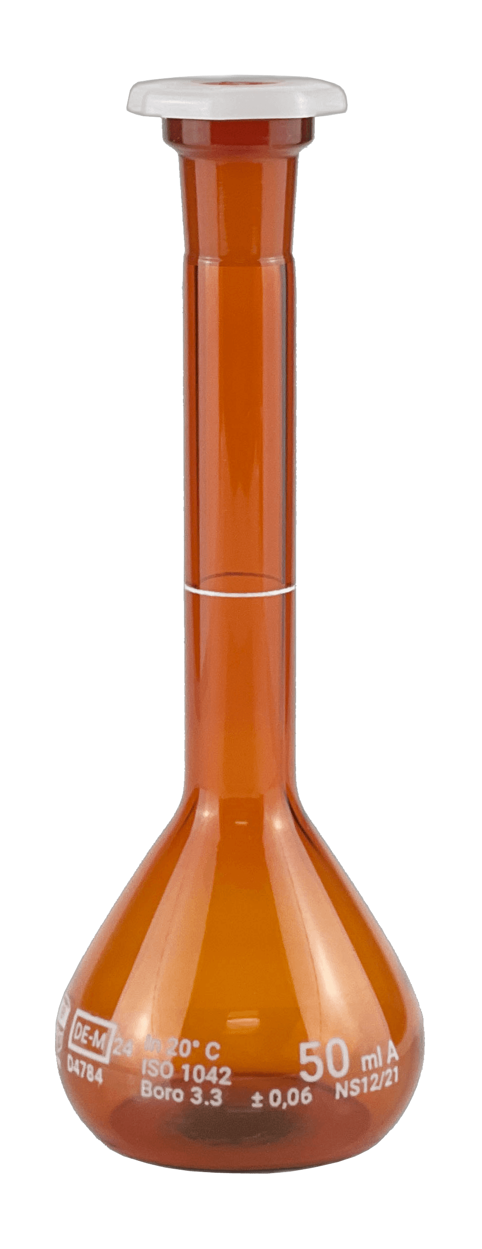 ყავისფერი მზომი კოლბა საცობით